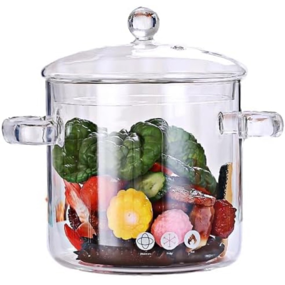 GLAZZIT Glass pot for cooking on stove - 2L/70oz